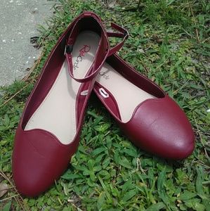 Ankle Strap Red Flats